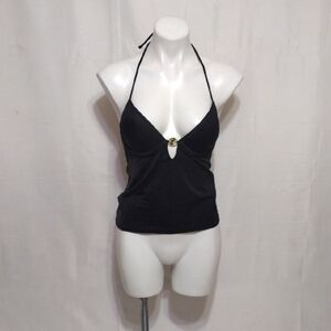 Victoria’s Secret 34C Black Halter Push Up Padded Tankini Swim Top Sexy Swimwear